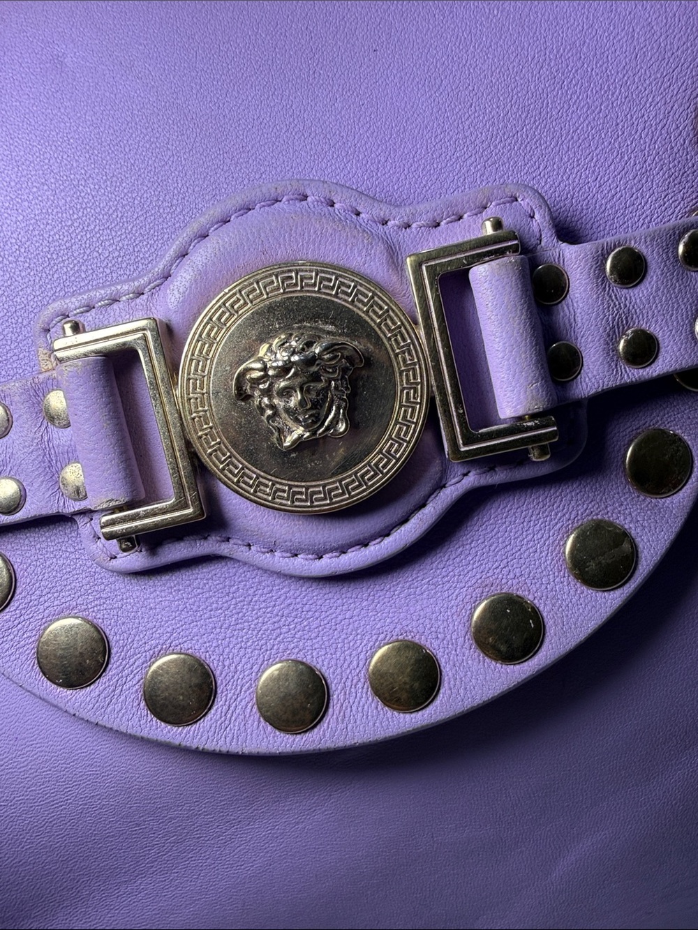 Versace Medusa Stud Leather Tote – Lavender/Lilac - Picture 4 of 16